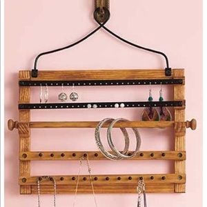 Wood Boho Jewelry Hooks Storage Hanging Organizer